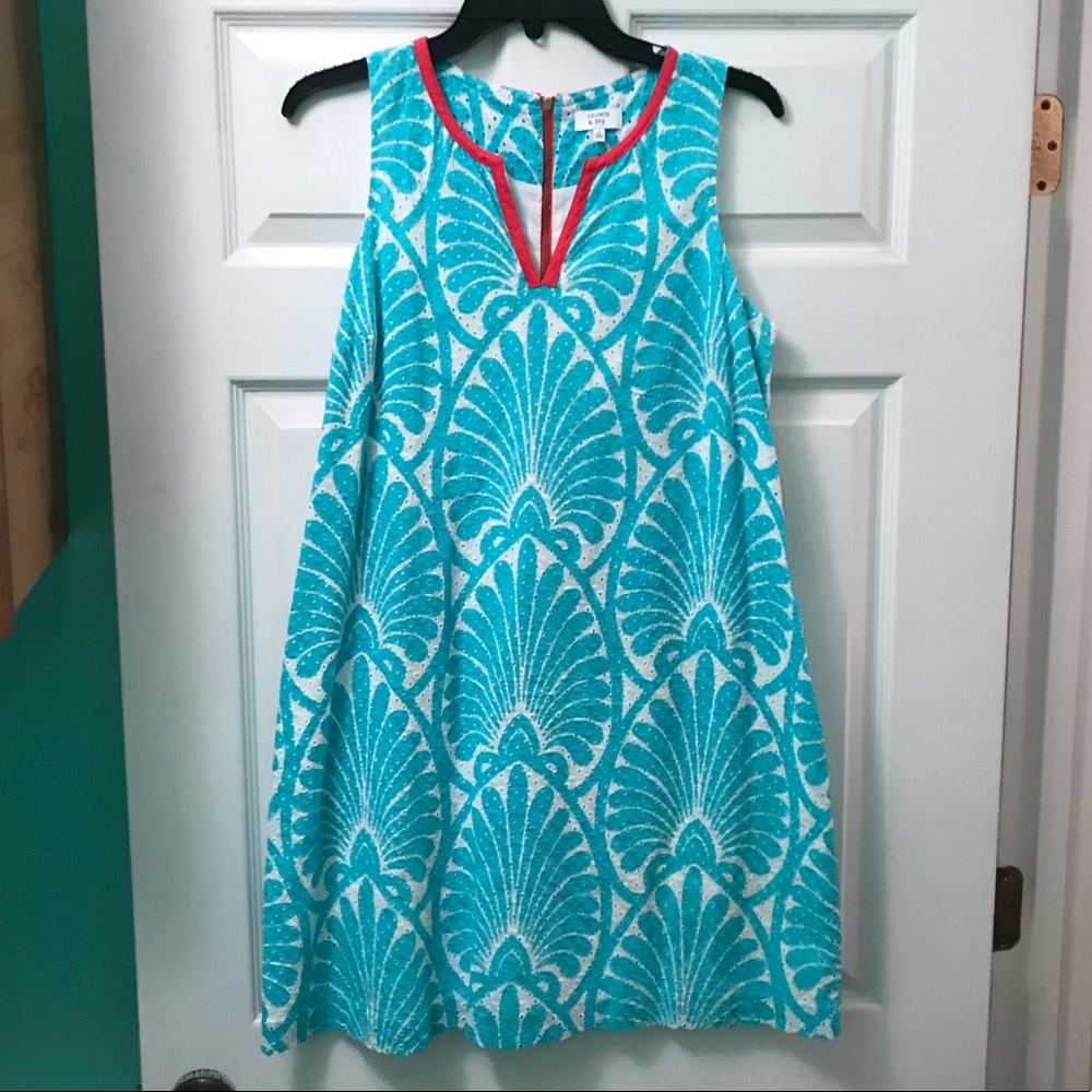 Crown & Ivy Aqua and Coral Beachside Dress